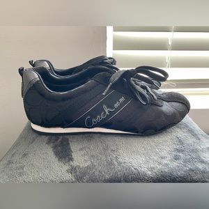 Coach Shoes Womens 6 M Henrietta Casual Low Sneakers Black Suede Lace Up